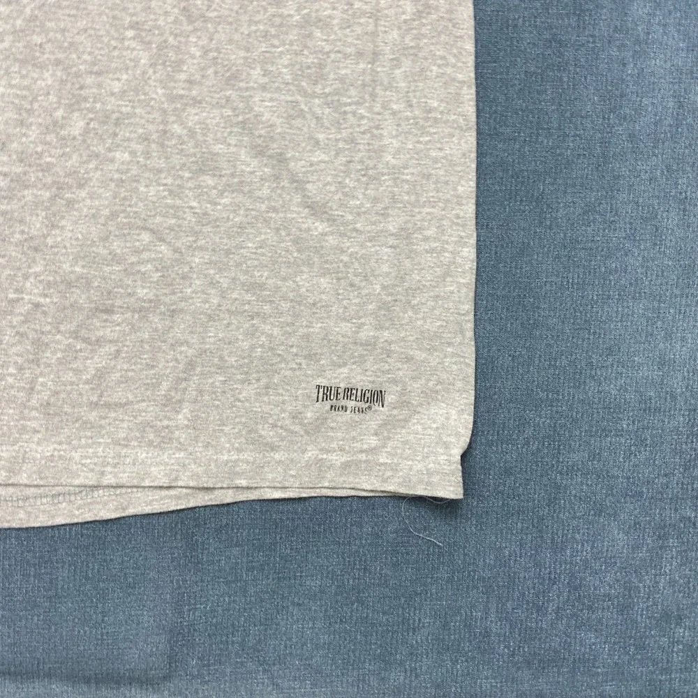 True Religion Brand Jeans T Shirt Men Large Heather Gray Cotton Crew Neck Summer